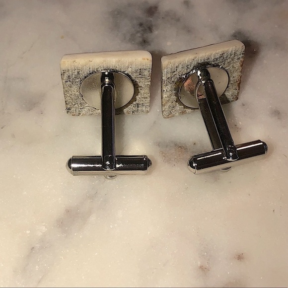 VTG Real Antler Cufflinks Silver Tone Costume Rounded Square Shape .5” x .6” - Picture 2 of 4